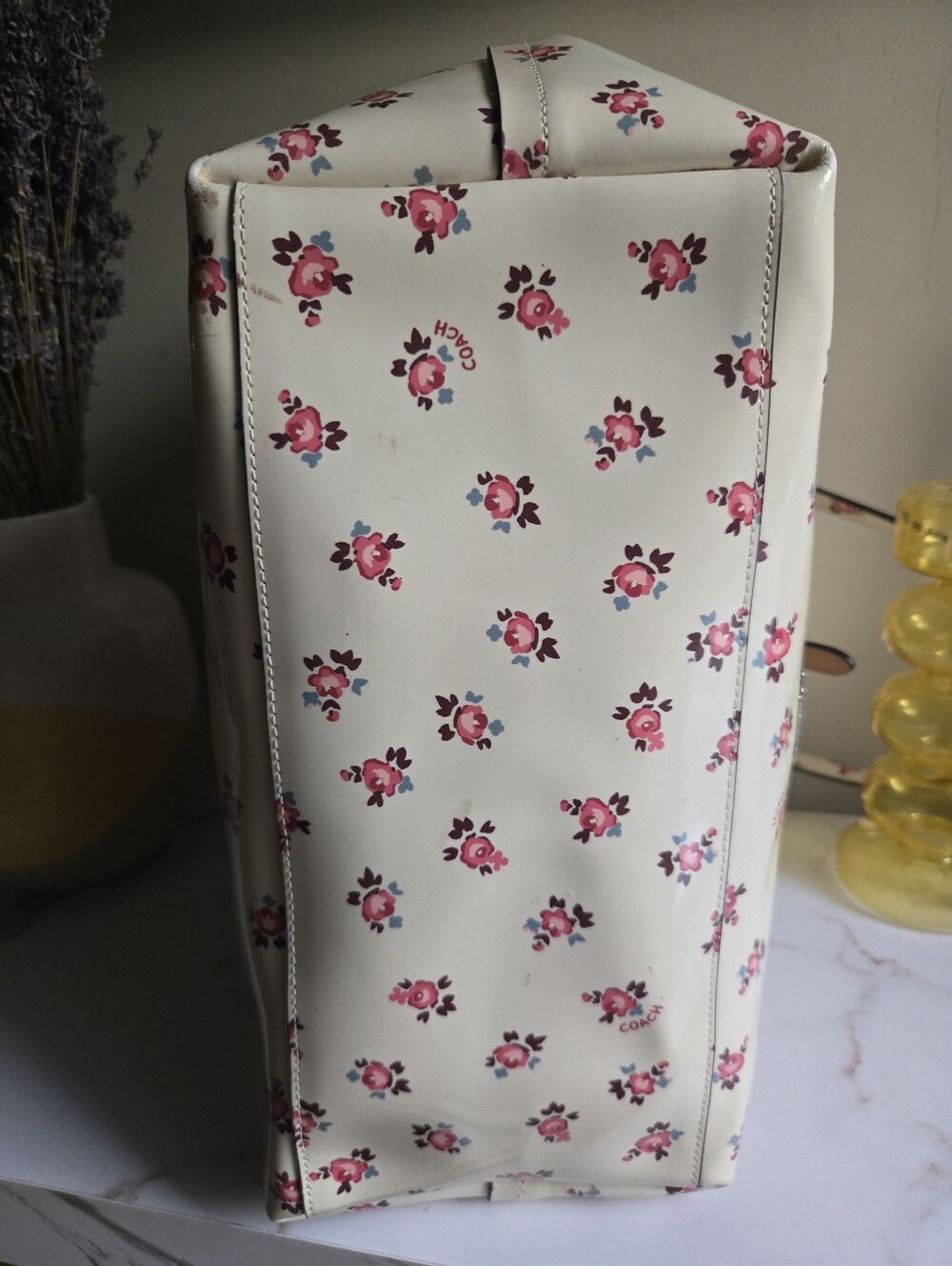 Coach Market Floral Bloom Patent Leather Large Tote Bag - Picture 11 of 14